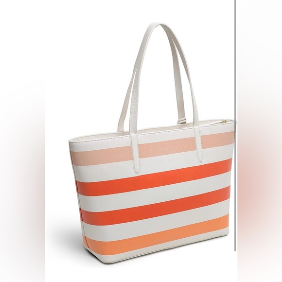NWT Radley Chrisp Street Summer Stripes Large Leather Zip Top Tote Bag - Picture 9 of 11